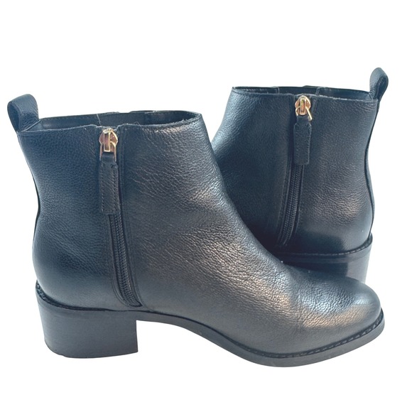 Cole Haan Shoes - Cole Haan Addie Black‎ Pebbled Leather Ankle Boots W21600 Block Heel Womens 7B